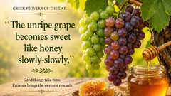Greek proverb of the day: &ldquo;The unripe grape becomes sweet like honey...&rdquo;