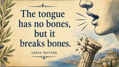 Greek proverbs of the day: "The tongue has no bones, but it breaks..."