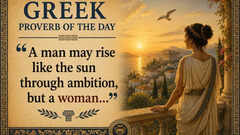 Greek proverb of the day: &ldquo;A man may rise like the sun through ambition, but a woman...&rdquo;