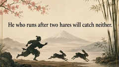 Japanese proverb of the day: &ldquo;He who runs after two hares will...&rdquo;