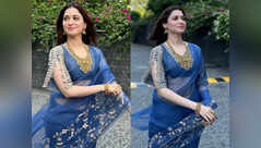 Tamannaah Bhatia exudes radiance in a blue sari
