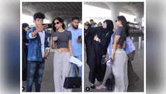 Suhana poses for pics with fans at airport