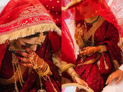 Bride with hot sale red saree