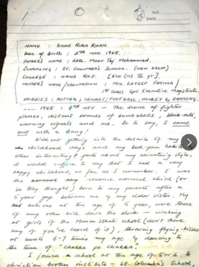 Jawan' star Shah Rukh Khan's old essay from college goes viral on