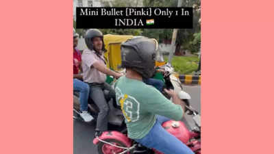 Viral video: Man rides custom-built pink 'Mini Bullet' on Delhi roads,  calls it Pinki - Times of India