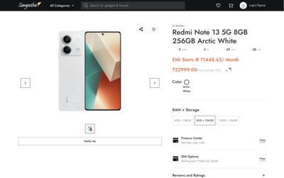 Buy Redmi Note 13 5G (Arctic White, 8 GB RAM, 256 GB Storage) at the Best  Price in India