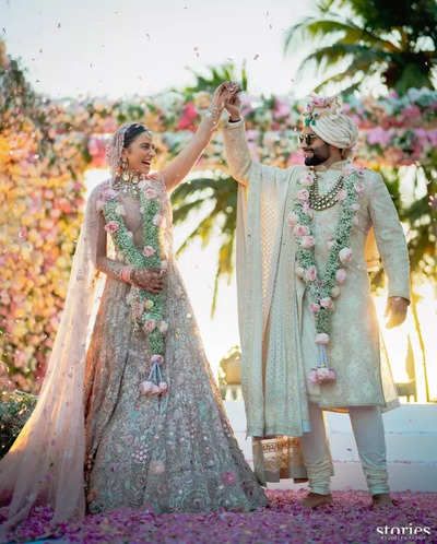 Dual tone blue wedding party lehenga choli | Buy Indian Wear