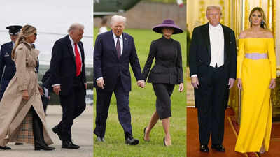 Classic trench coat to vibrant gown: Melania Trump sets fashion goals  during her recent UK visit | - The Times of India