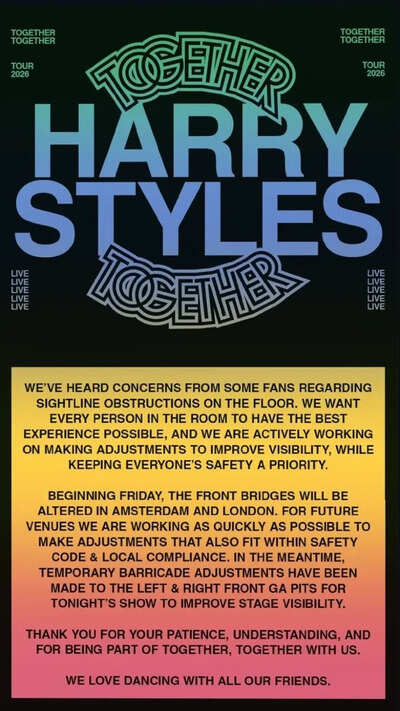 Harry Styles set to change his tour stage following sharp
