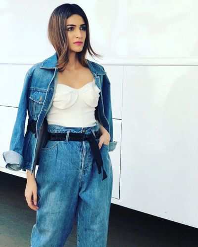 Daring Denim Delight Kriti Sanon effortlessly combines laidback vibes with  polished elegance in this couture-level denim co-ord. – Threads of love.
