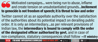 Remove inflammatory content or be ready for jail, penalty: Govt to ...