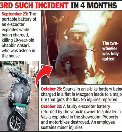 Electric Scooter Fire: Another electric scooter bursts into flames in  Bihar: Fire caught on cam - Times of India